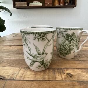 222 Fifth Adelaide Moss Green Mugs 4 1/4" Set of 3